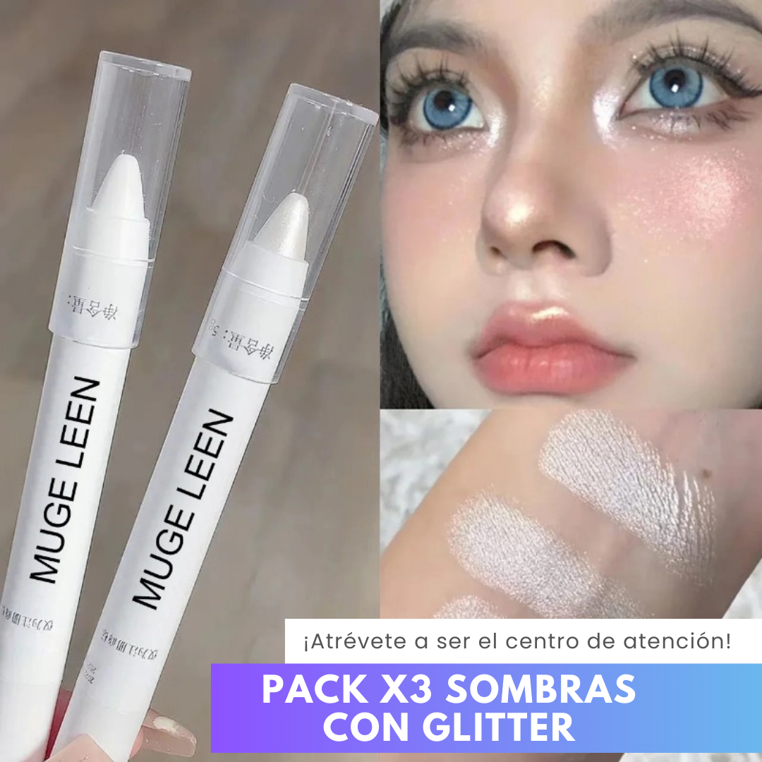 ¡EXCLUSIVO! PACKX3 SOMBRAS CON GLITTER