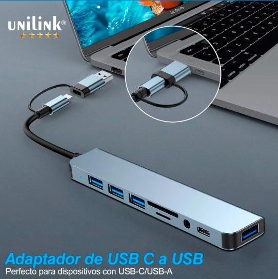 ADICIONAL 8 EN 1 ESTACIÓN USB UNILINK