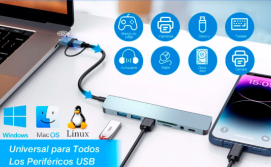 ADICIONAL 8 EN 1 ESTACIÓN USB UNILINK