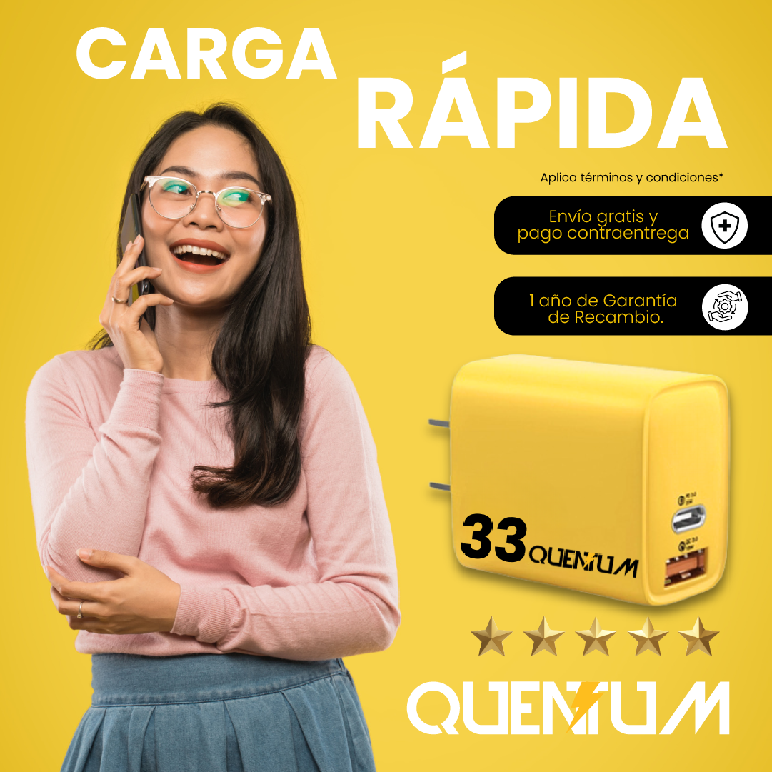 ¡PRODUCTO ADICIONAL! CARGADOR CARGA RAPIDA QUENTUM 33W $69.900
