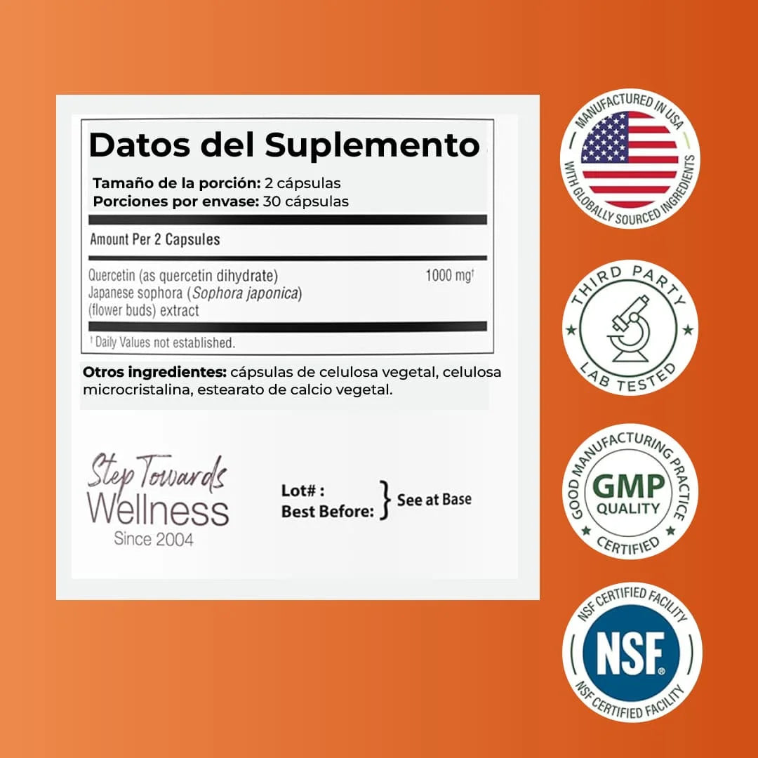 QUERCETINA CON BIOFLAVONOIDES – REFUERZA TU SISTEMA INMUNE, CARDIOVASCULAR Y RESPIRATORIO