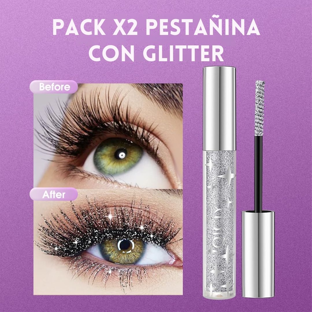 ¡EXCLUSIVO! PACK X2 PESTAÑINA CON GLITTER