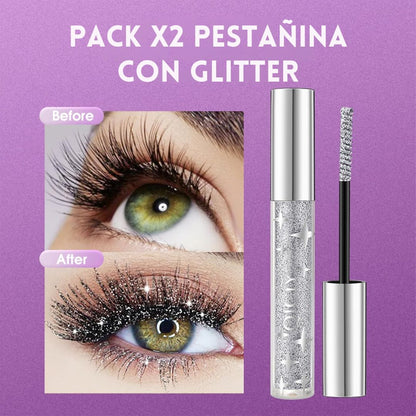 ¡EXCLUSIVO! PACK X2 PESTAÑINA CON GLITTER