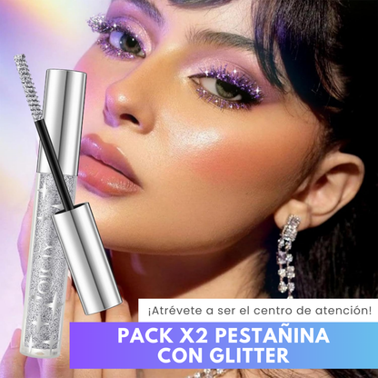 ¡EXCLUSIVO! PACK X2 PESTAÑINA CON GLITTER