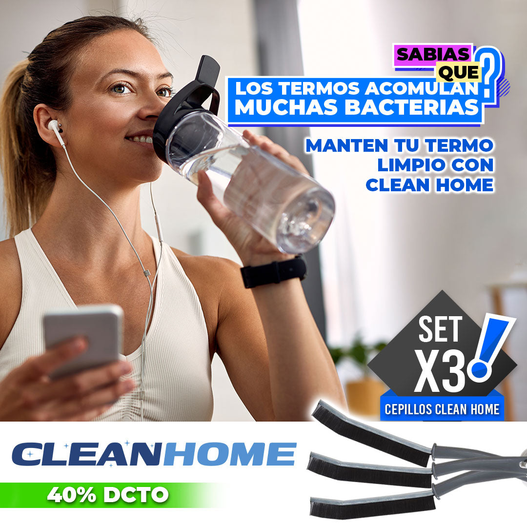 ¡EXCLUSIVO! SET X3 DE CEPILLOS CLEANHOME PARA TERMOS