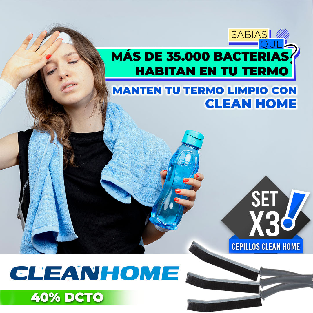 ¡EXCLUSIVO! SET X3 DE CEPILLOS CLEANHOME PARA TERMOS