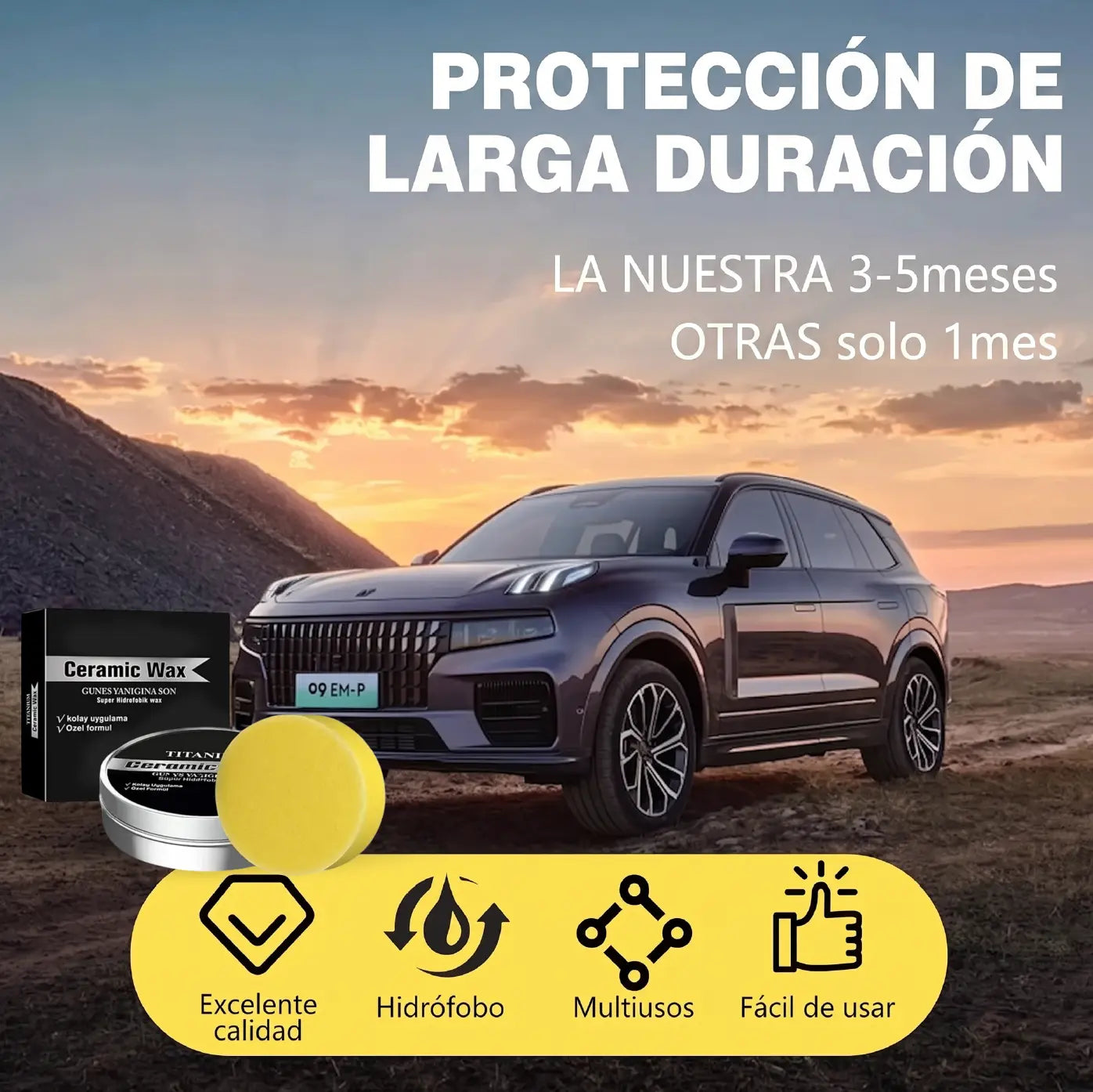 TITANMAX | KIT DE DE PULIDO DE AUTO CON CERA DE TITANIO