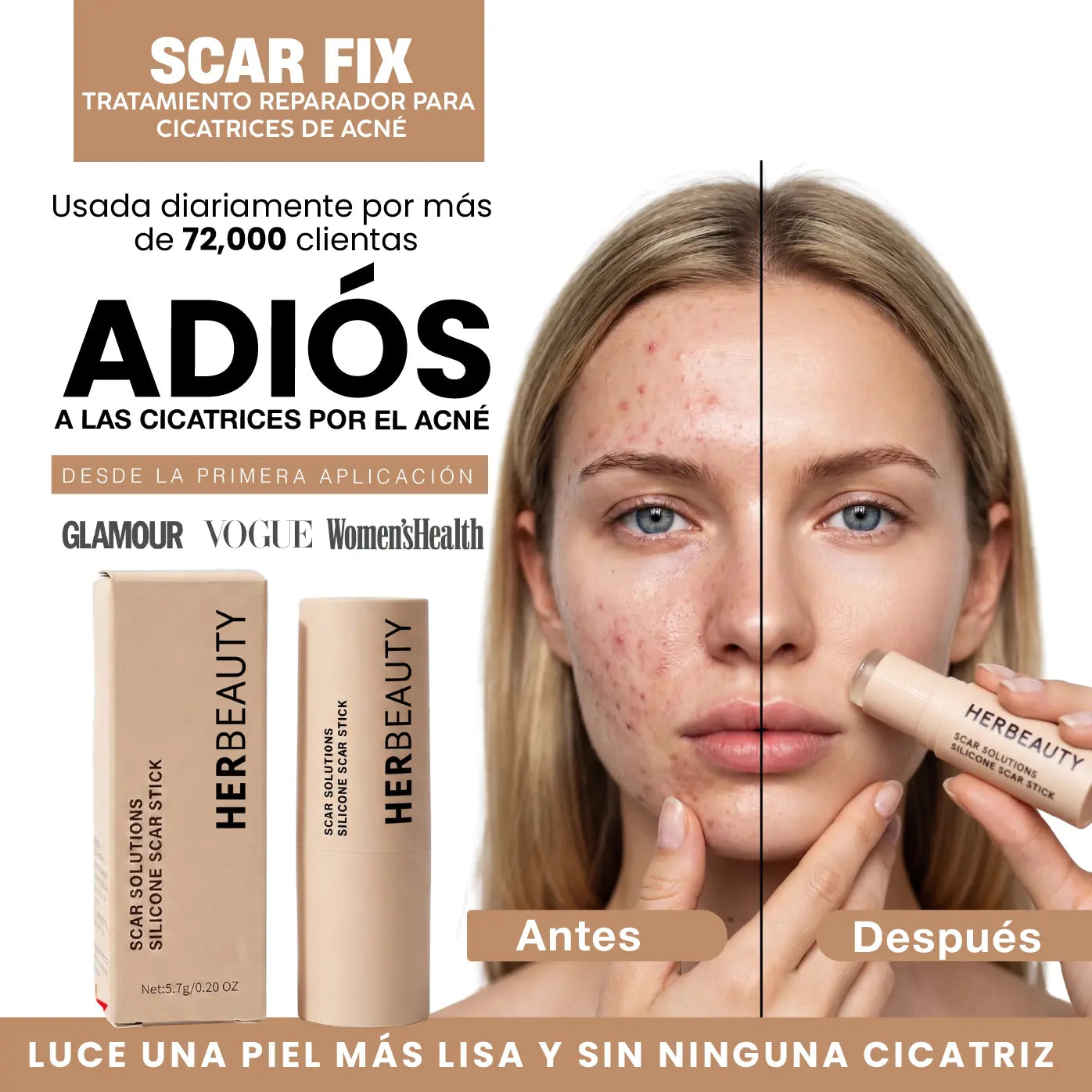 SCAR FIX | TRATAMIENTO REPARADOR DE CICATRICES DE ACNÉ | PIEL LISA EN SEGUNDOS