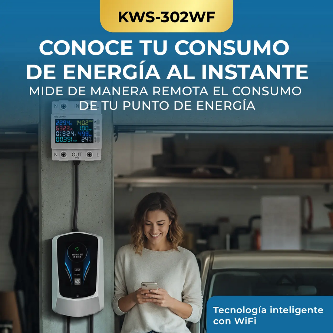 KWS-302WF | MEDIDOR INTELIGENTE CON WIFI PARA PUNTOS DE CARROS ELECTRICOS