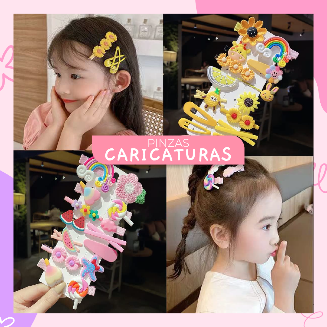 ¡DE MODA! 42 PINZAS CARICATURA PARA NIÑAS MKT E