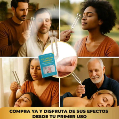 KIT DIAPASÓN TERAPÉUTICO HARMONI + LIBRO 25 USOS DEL DIAPASÓN