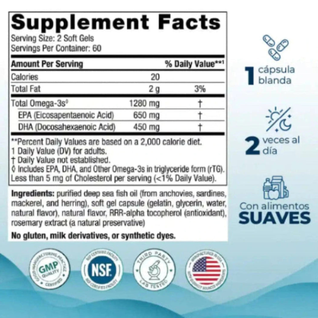VITAL3- OMEGA-3, CUIDA TU SALUD CARDIOVASCULAR, 30 CÁPSULAS CON SABOR A LIMÓN