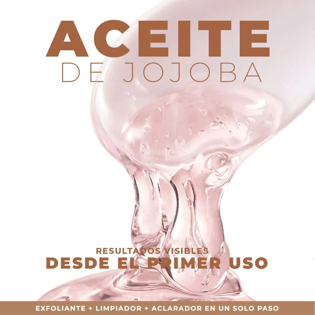 GEL EXFOLIANTE ACLARADOR 3 EN 1 + ACEITE DE JOJOBA | ¡PIEL SUAVE Y RENOVADA ✨