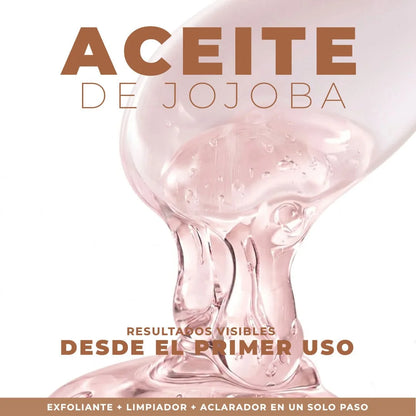 GEL EXFOLIANTE ACLARADOR 3 EN 1 + ACEITE DE JOJOBA | ¡PIEL SUAVE Y RENOVADA ✨