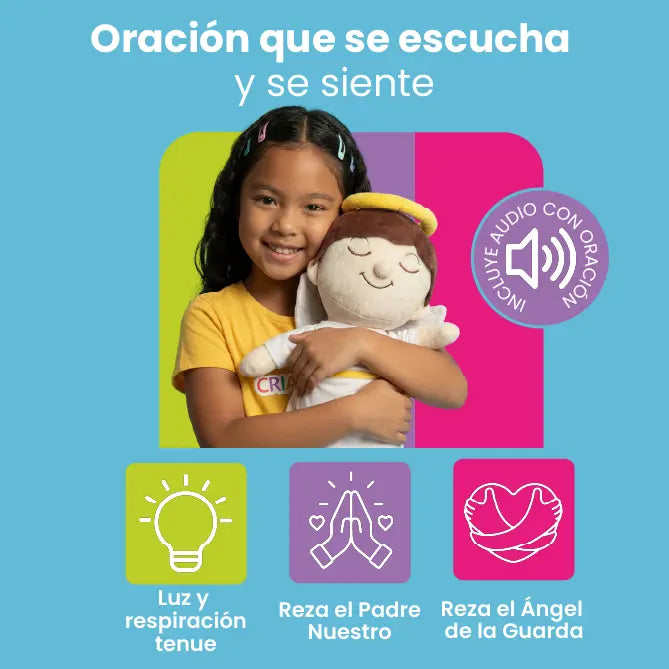 PELUCHE TUNI ÁNGEL|  INCLUYE AUDIO  Padre Nuestro y Angel de mi Guarda