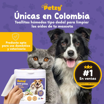 Petzy | 30 TOALLITAS HÚMENDAS EN FORMATO DEDAL | IDEALES PARA USO VETERINARIO Y DOMÉSTICO