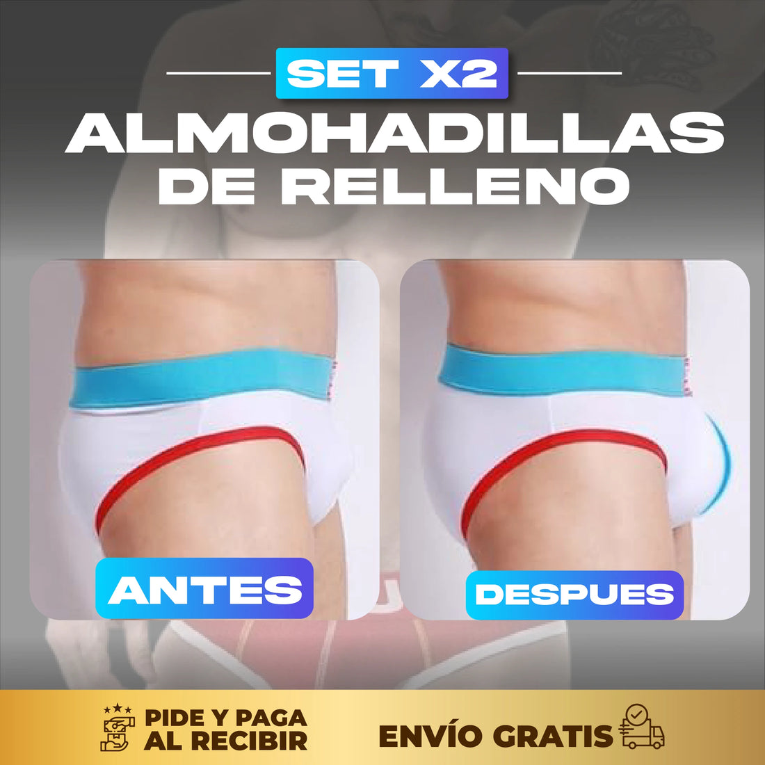 ADICIONAL SET X2 ALMOHADILLAS DE  RELLENO PARA HOMBRE