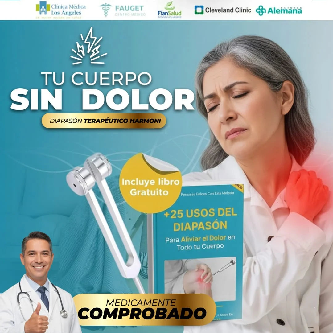 KIT DIAPASÓN TERAPÉUTICO HARMONI + LIBRO 25 USOS DEL DIAPASÓN