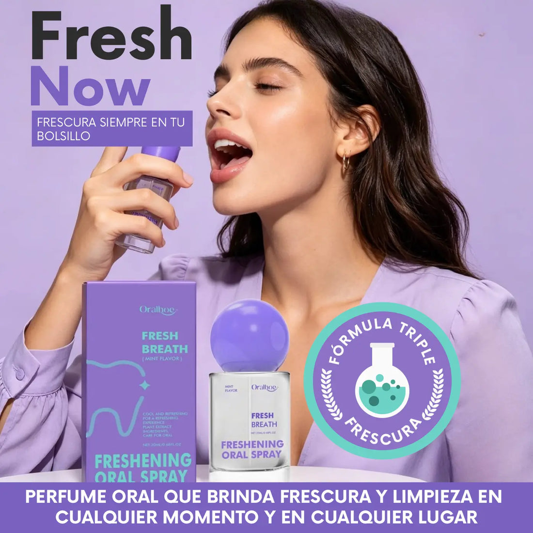 REFRESHNOW| EL PRIMER PERFUME BUCAL | DOBLE ACCIÓN DE FRESCURA PARA LLEVAR