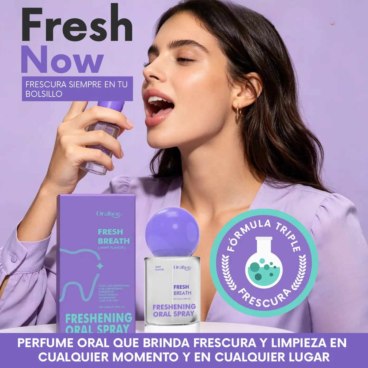 REFRESHNOW| EL PRIMER PERFUME BUCAL | DOBLE ACCIÓN DE FRESCURA PARA LLEVAR