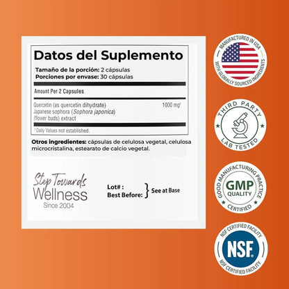 QUERCETINA CON BIOFLAVONOIDES – REFUERZA TU SISTEMA INMUNE, CARDIOVASCULAR Y RESPIRATORIO
