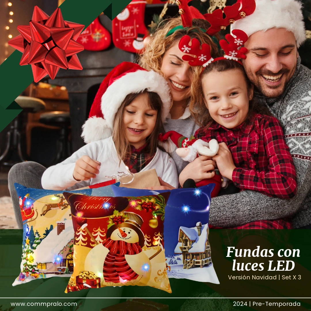 ¡DE TEMPORADA! FUNDAS COJINES LED NAVIDEÑAS