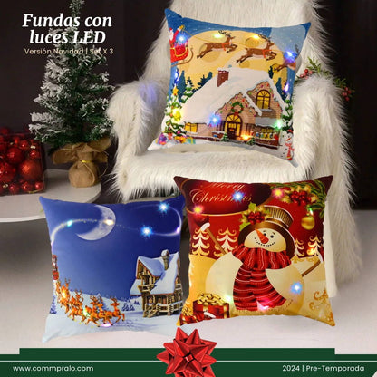 ¡DE TEMPORADA! FUNDAS COJINES LED NAVIDEÑAS