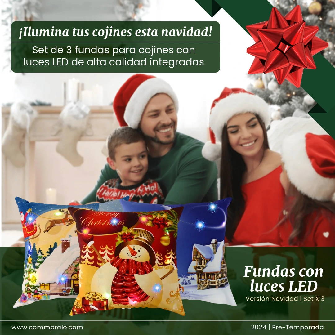 ¡DE TEMPORADA! FUNDAS COJINES LED NAVIDEÑAS