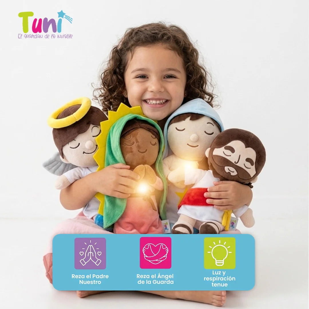 PELUCHES TUNI QUE ENSEÑA A DORMIR SOLO  |  INCLUYE AUDIO  Padre Nuestro y Angel de mi Guarda
